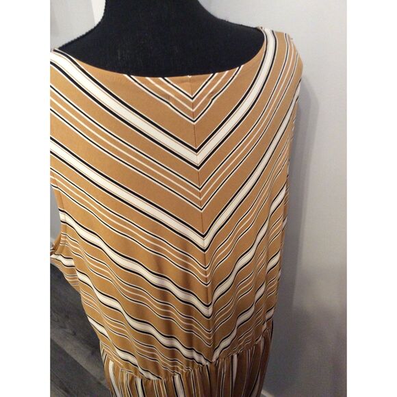 Maurices Plus XXL Mustard striped Button Front Maxi Dress Sleeveless - Picture 6 of 6